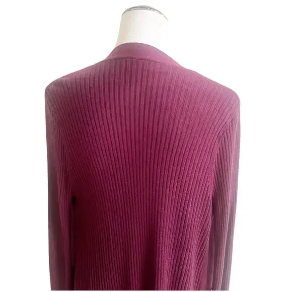 I.N.C International Concepts Longline Cardigan Size Medium Burgundy Lightweight - Picture 7 of 12